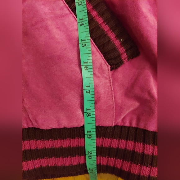 NWT Wilson's Maxima Jacket Large Pink Leather Varsity Brown Preppy Academia Y2K - Picture 10 of 12